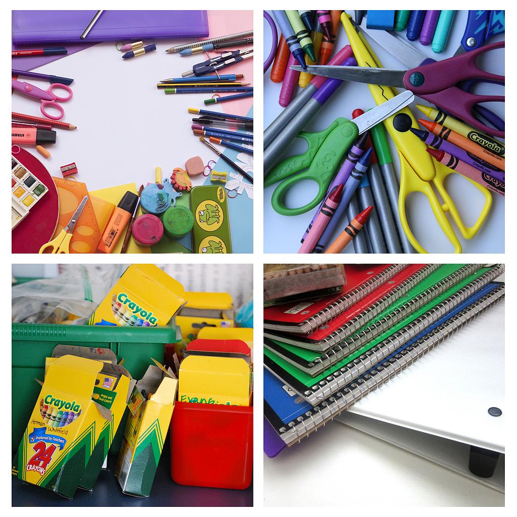 Artículos Escolares varios caja plástica